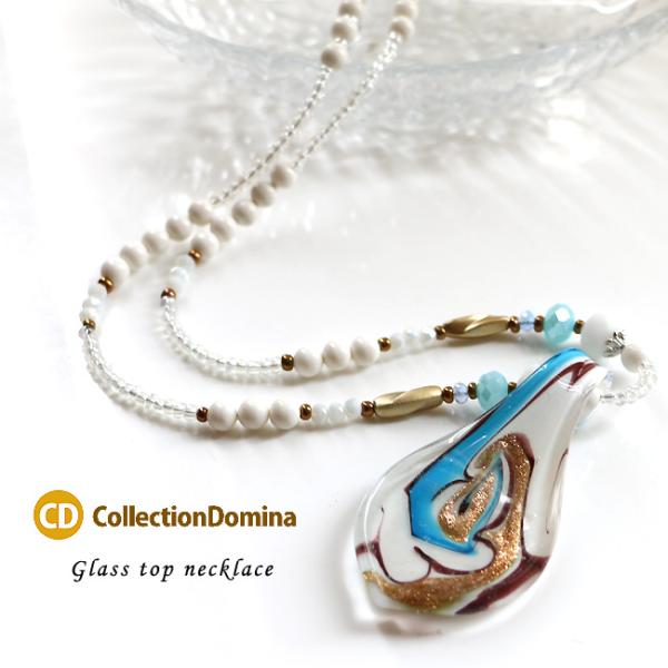 ネックレス ペンダント レディース ヴェネチアンガラス風 しずく ロング ベネチアンガラス風 大ぶり...