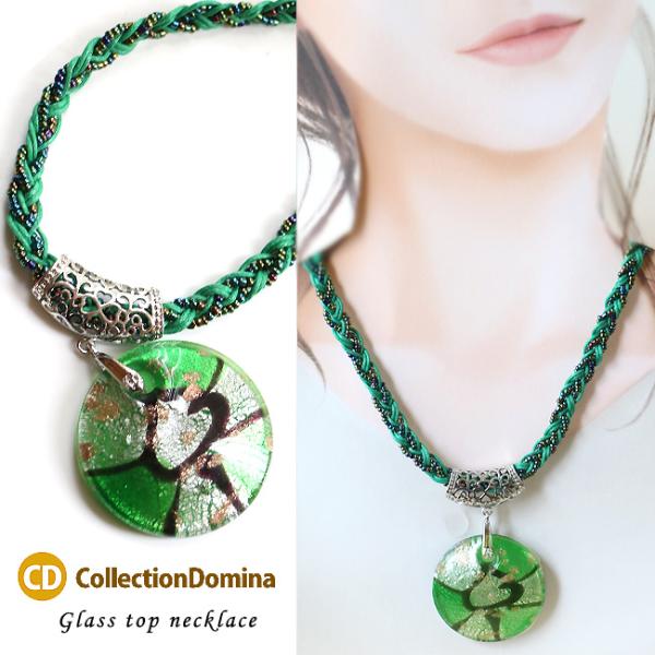 ネックレス ペンダント レディース ヴェネチアンガラス風 ラウンド ショート ベネチアンガラス風 大...