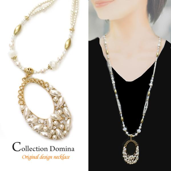 ネックレス レディース パール オーバル ロング シンプル おしゃれ 日本製 長め 長い 40代 5...