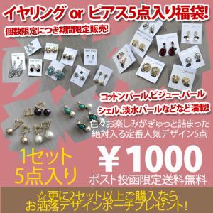 (福袋) 人気デザインを集めたイヤリングorピアス5点福袋 5点良品でなんと！1000円！ スタッフセレクト