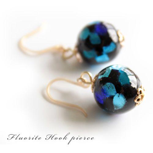 ピアス 樹脂フック ホタルガラス ホタル石 蛍石