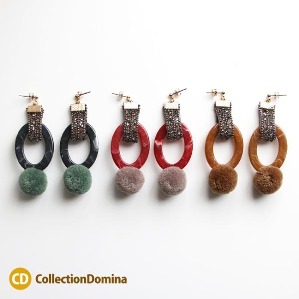 ポンポンボール 樹脂パーツ チタンピアス チタンポスト レッド ブラウン ブラック グリーン ゴール...