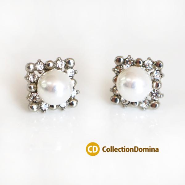 ピアス ラインストーン パール ステンレスピアス ホワイト シルバードカラー クリアカラー レディー...