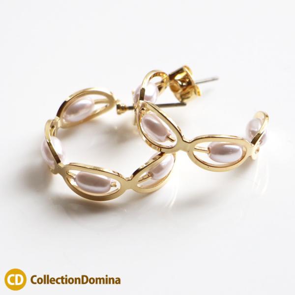 C型フープピアス チタンピアス チタンポスト パール ゴールド レディース アクセサリー 上品 キレ...