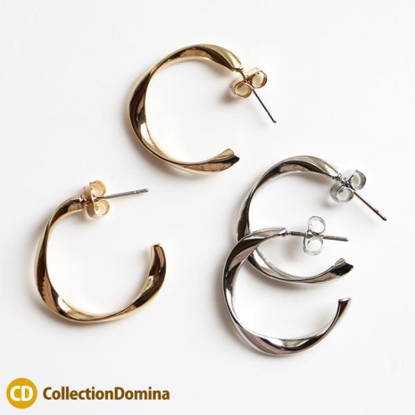 ツイストフープ ねじれ ひねり C型フープピアス チタンピアス チタンポスト ゴールド レディース ...