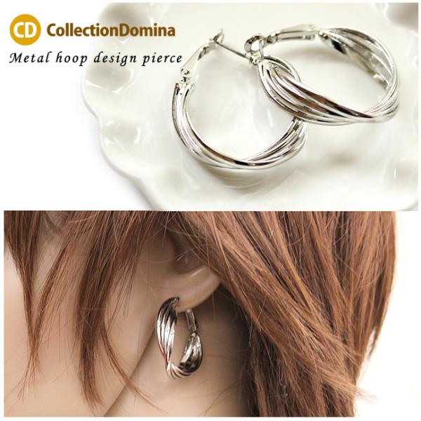 ピアス レディース フープピアス ツイスト 大ぶり C型 メタル フープ チタンピアス アクセサリー...