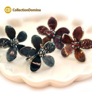 アンティーク風 大ぶり ラウンド ラインストーン レトロ イヤリング