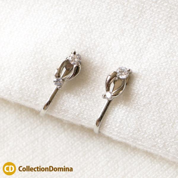 ニッケルフリー 金属アレルギー イヤリング ネジバネ式 キュービックジルコニア CZ 上品 大人っぽ...