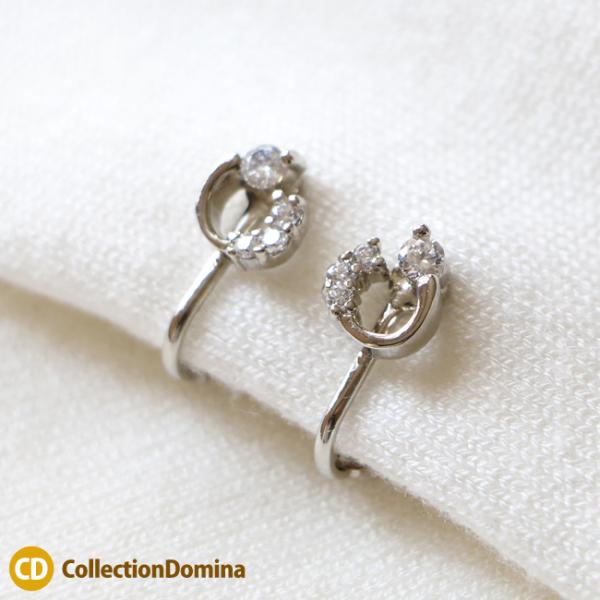 ニッケルフリー 金属アレルギー イヤリング ネジバネ式 キュービックジルコニア CZ 大人っぽい オ...