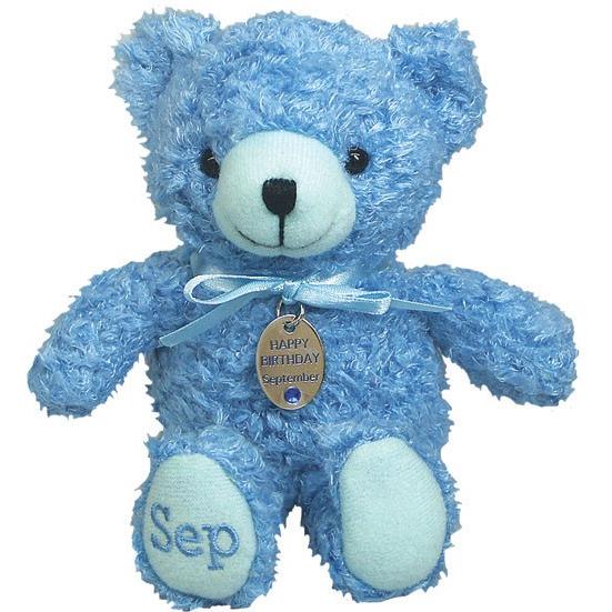 ペンダントバースデーベア９月 サファイア 足裏刺繍 誕生日祝い こどもの日 母の日 父の日 敬老の日...