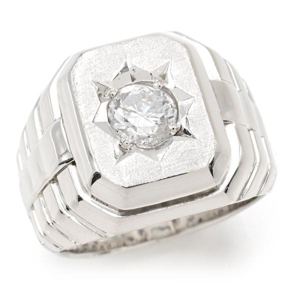 Gカラー/I-2/Poor/1.037ct天然ダイヤモンド 印台リング 21号 Pt900 一粒ダイ...