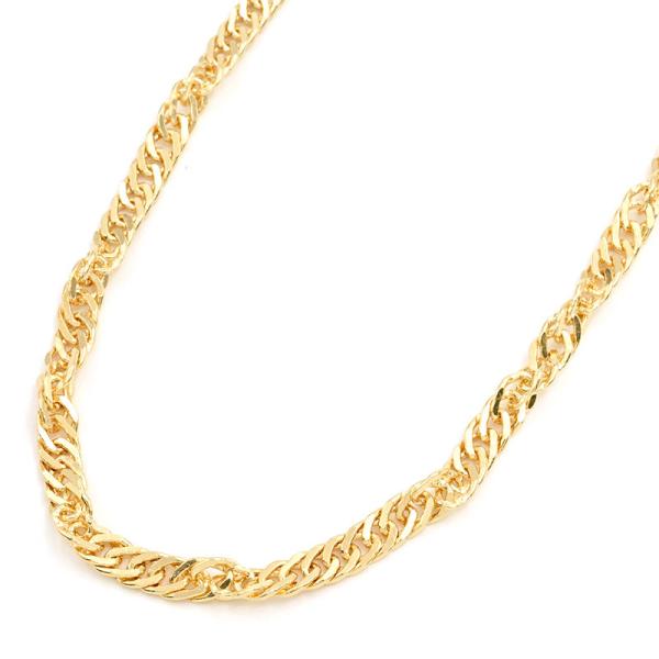 ツイストチェーンネックレス K18YG スパイラルチェーン 螺旋チェーン 太い 幅4mm 金無垢 6...