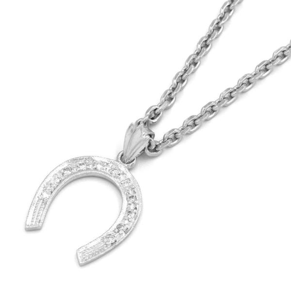 0.14ct天然ダイヤモンドネックレス Pt850 Pt900 馬蹄ネックレス ホースシューネックレ...