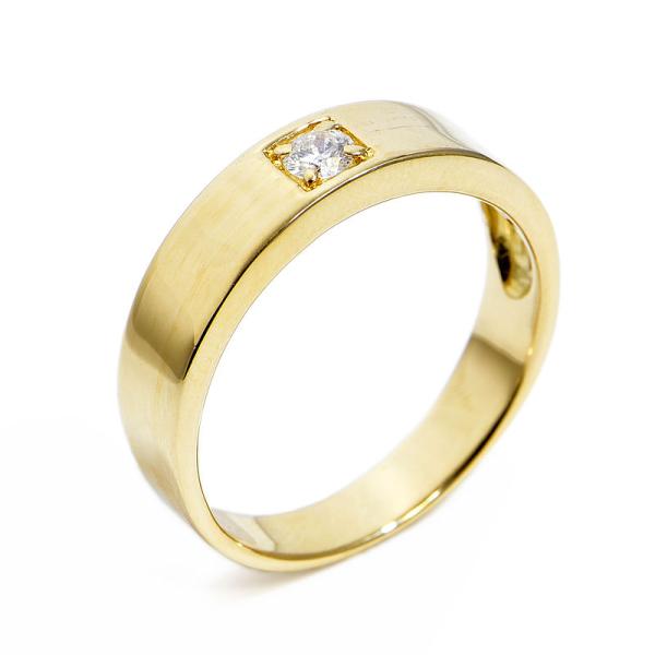 0.13ct天然ダイヤモンドリング 17.5号 K18YG 1Pダイヤリング 一粒ダイヤ 1粒 フラ...