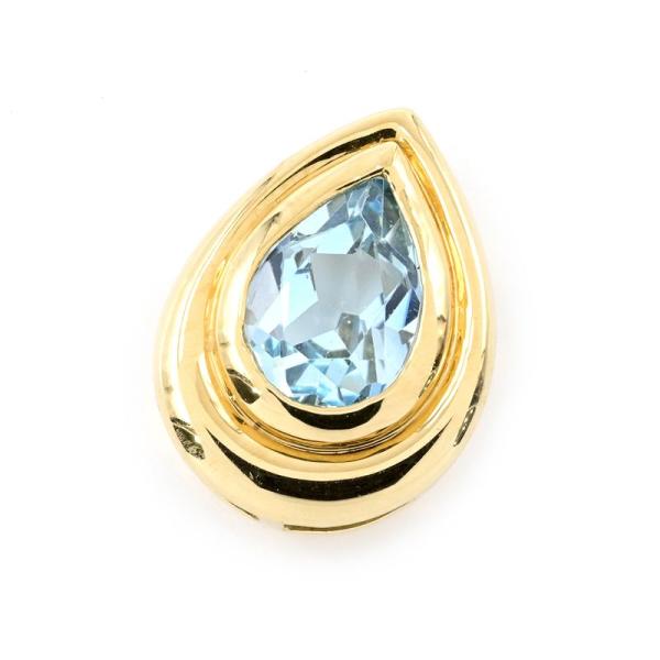 ジュエリーマキ 約3ct天然ブルートルマリンペンダントトップ K18YG ペアシェイプカット しずく...