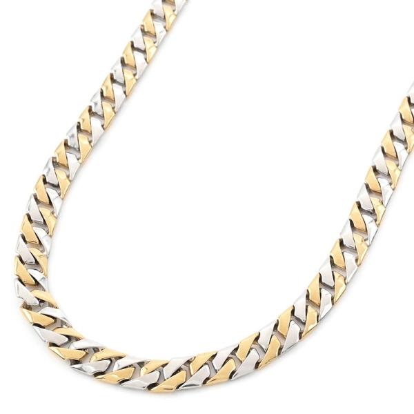 マイアミキューバンチェーンネックレス K18YG Pt850 マイアミキューバンネックレス イエロー...