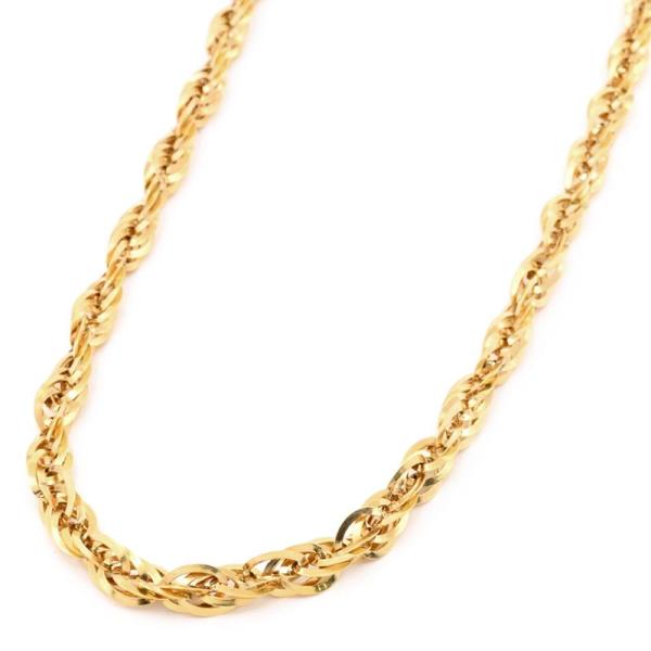 ツイストチェーンネックレス K18YG ツイストネックレスチェーン スクリューチェーンネックレス イ...