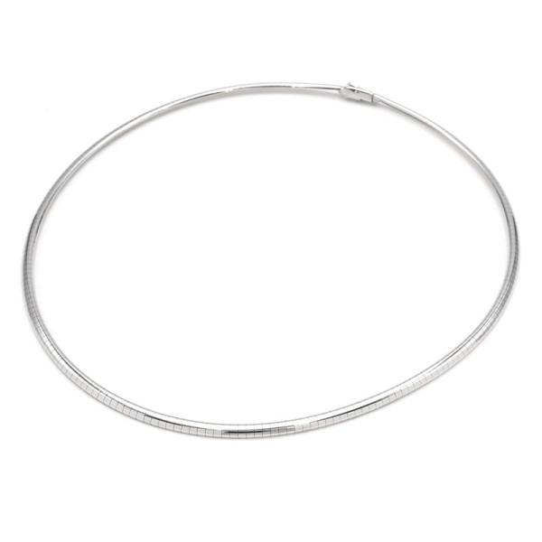 オメガネックレス K18WG スネークチェーン チョーカーネックレス 蛇腹チェーン 金無垢 40cm...