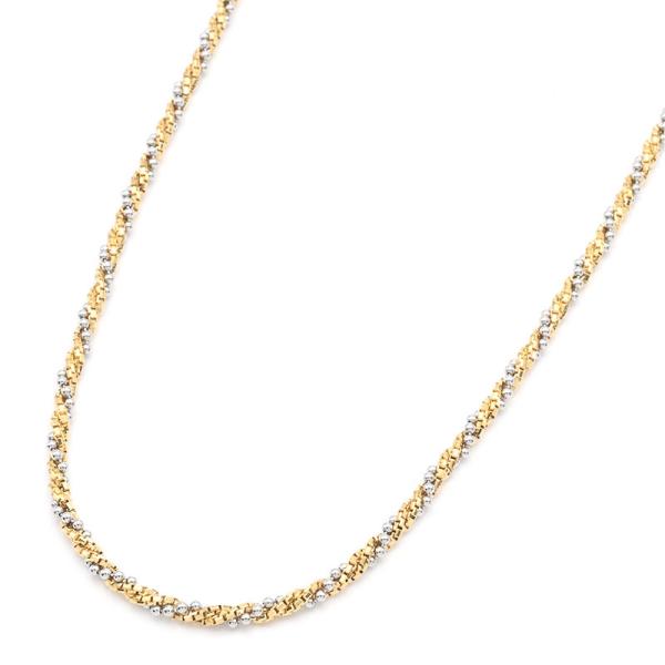 ツイストチェーンネックレス K18YG Pt850 編み込みネックレス ツイストネックレスチェーン ...
