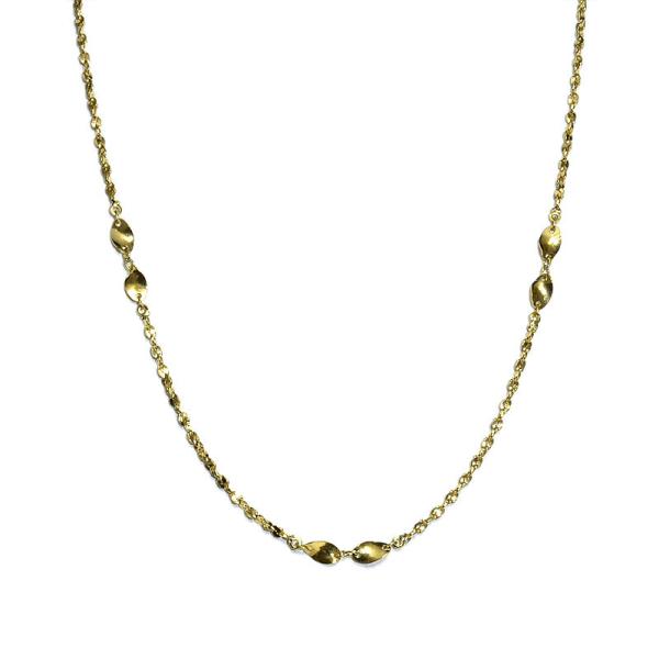 ペタルチェーンネックレス K18YG ペタルネックレスチェーン ステーションネックレス 金無垢 18...