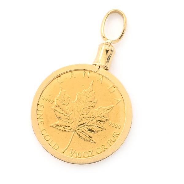 1/10オンス メイプルリーフコイントップ K24YG K18YG 1990年 メイプルリーフコイン...