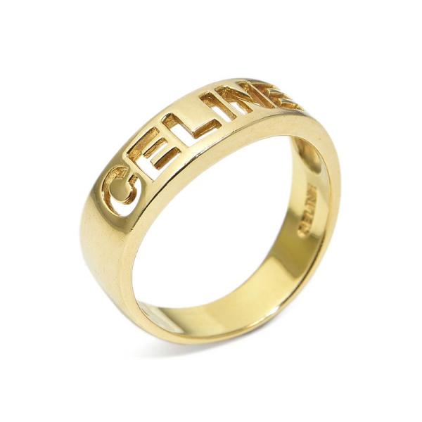 セリーヌ ロゴリング 12号 K18YG ウェーブデザイン くり抜き V字 CELINE 指輪 オー...