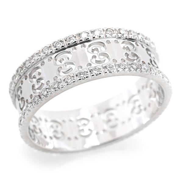 グッチ アイコントワールリング ダイヤモンド 19号 K18WG GGロゴリング アイコンリング フ...