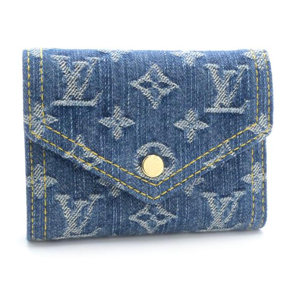 ルイヴィトン ポルトフォイユヴィクトリーヌ M13212 モノグラムデニム ブルー 三つ折り財布 コ...