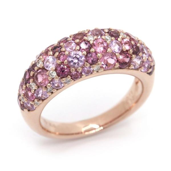 ポンテヴェキオ 1.10ctサファイアリング 12号 K18PG 0.11ctダイヤモンド ピンク ...