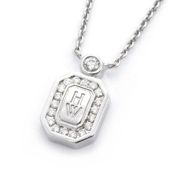 ハリーウィンストン HWロゴネックレス PEDPRD16HWL K18WG ダイヤモンド HWロゴペ...