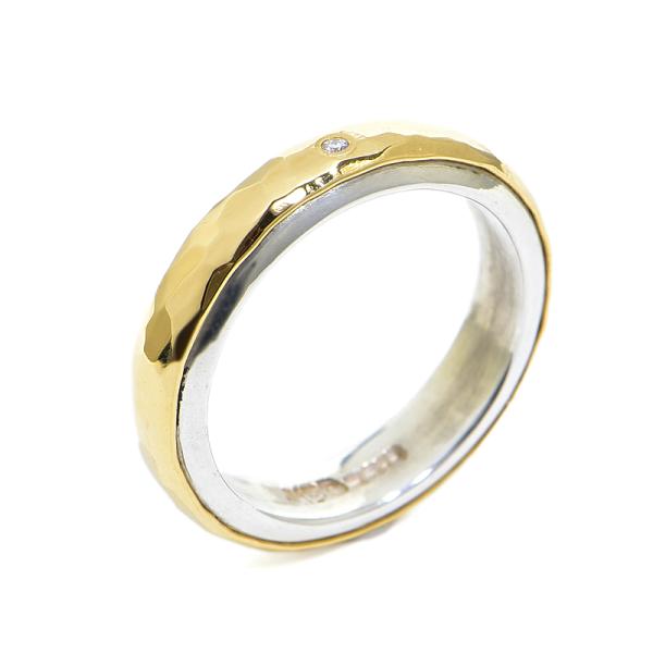 マルコムベッツ 1Pダイヤモンドリング 8.5号 K22 SV925　イエローゴールド シルバー 叩...