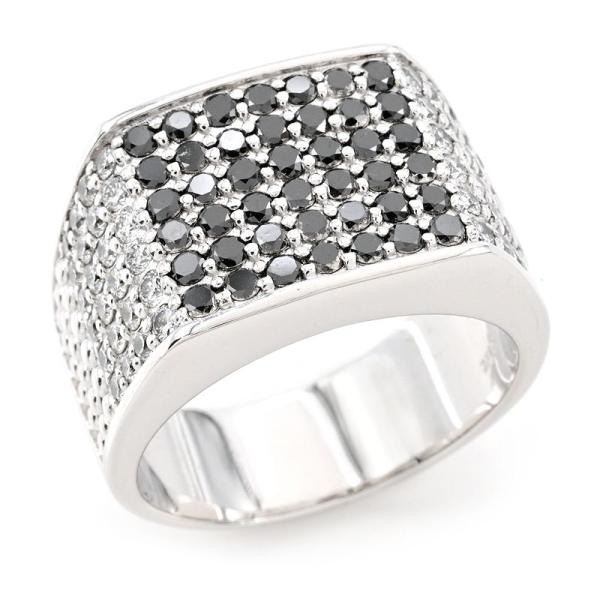 1.05ctブラックダイヤモンド 印台リング 24.5号 K18WG 新品仕上済 1.10ct天然ダ...