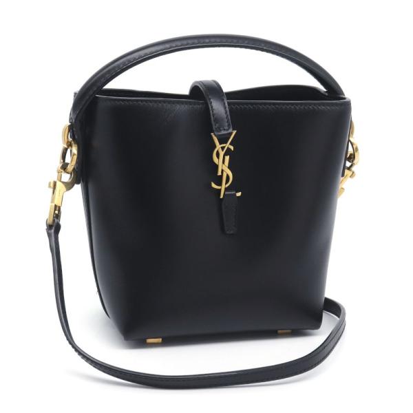 サンローラン LE37ミニ 765870 バケット2WAYショルダーバッグ レザー ブラック YSL...