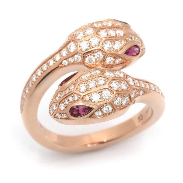 ブルガリ セルペンティセドゥットーリリング #53 13号 358087 K18PG ルベライト ダ...