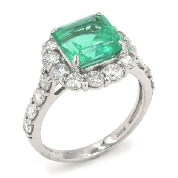2.472ct天然エメラルドリング 12号 Pt950 1.37ct天然ダイヤモンド スクエアカット...