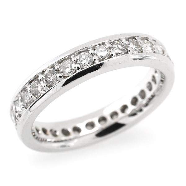 1.0ct天然ダイヤモンドリング 11号 K18WG フルエタニティリング フルダイヤリング ベゼル...