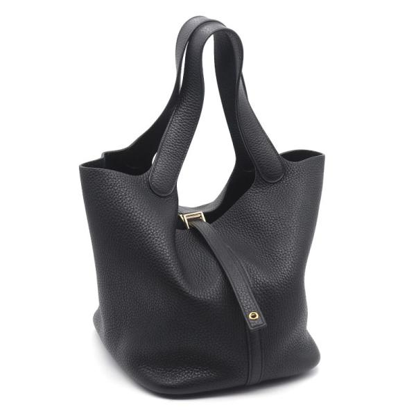 エルメス ピコタンロックMM C刻印 2018年製 トリヨンクレマンス ブラック ハンドバッグ トー...