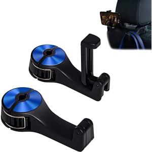 Zukida 車のフック 電話ホルダー付きの財布やバッグ用のカーシートフック 車用ユニバーサル360°回転ヘッドレ