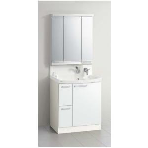 クリナップ　洗面化粧台ファンシオ　巾750ミリ　3面鏡LED　引出タイプ　扉スムースホワイト　メーカ...