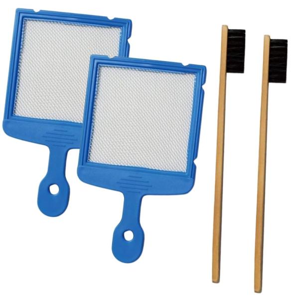 スパッタリング ぼかし絵セット 美術出版エデュケーショナル 金網 2枚 ブラシ2本 セット 網 刷毛