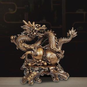置物 風水 皇帝龍 五本爪 龍 竜 真鍮 ブロンズゴールド 龍の置物