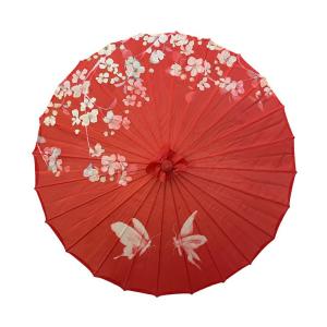 傘 和傘 赤 レッド 花と蝶 晴雨兼用 和風傘...の詳細画像4