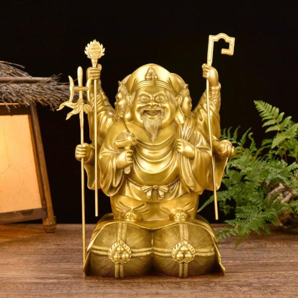 大黒天 三面大黒天 銅製 開運 商売繁盛 金運アップ 真鍮 仏像 置物 毘沙門天 開運招福七福神 商...