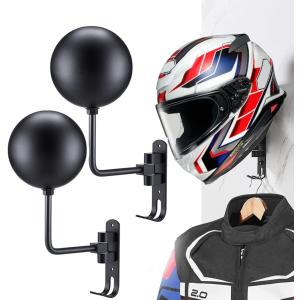 ヘルメットハンガー バイクヘルメットマウント 180度回転可　ヘルメットラック ヘルメット ホルダー フック付き2個セット