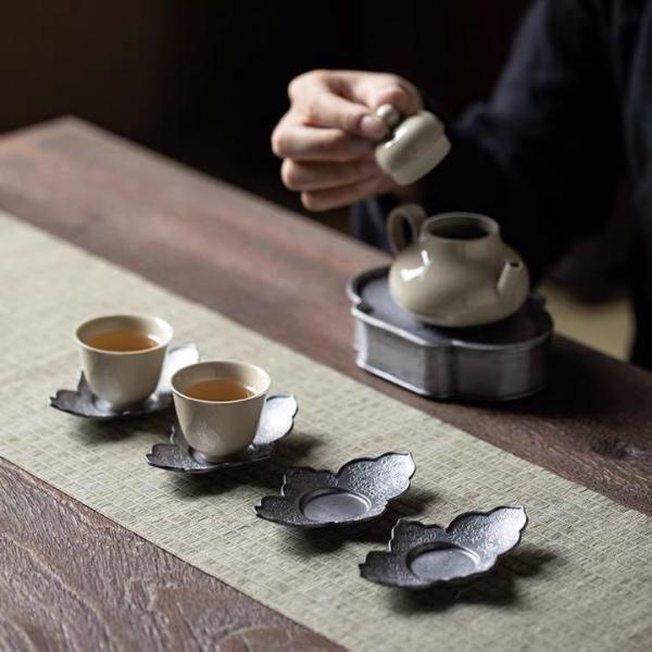送料無料 錫製  煎茶道具 　茶道具 5客 茶托　茶器