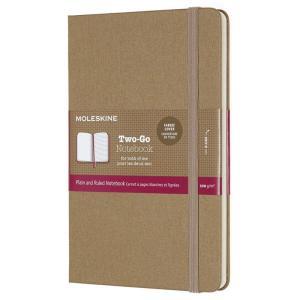 Moleskine Two-Go Notebook, Medium, Ruled-Plain, Kraft Brown Hard Cover｜colorful-market