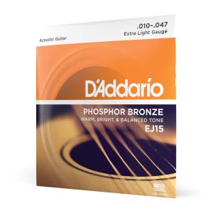 D'Addario ダダリオ アコースティックギター弦 フォスファーブロンズ Extra Light .010-.047 EJ15 国内正規｜colorful-market