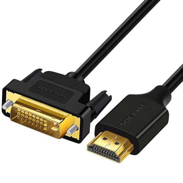 SOEYBAE HDMI-DVI 変換アダプタ 1M 対応1080P,レコ ーダー パソコン ，TV...
