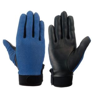 シモン 手袋 作業用 薄手 ヤギ革 耐久 快適 通気性 マジック GT-300 ブルー L