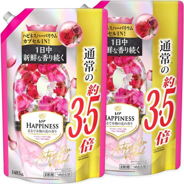 まとめ買い レノアハピネス 柔軟剤 アンティークローズ&amp;フローラル 詰め替え 超特大 1485mL ...
